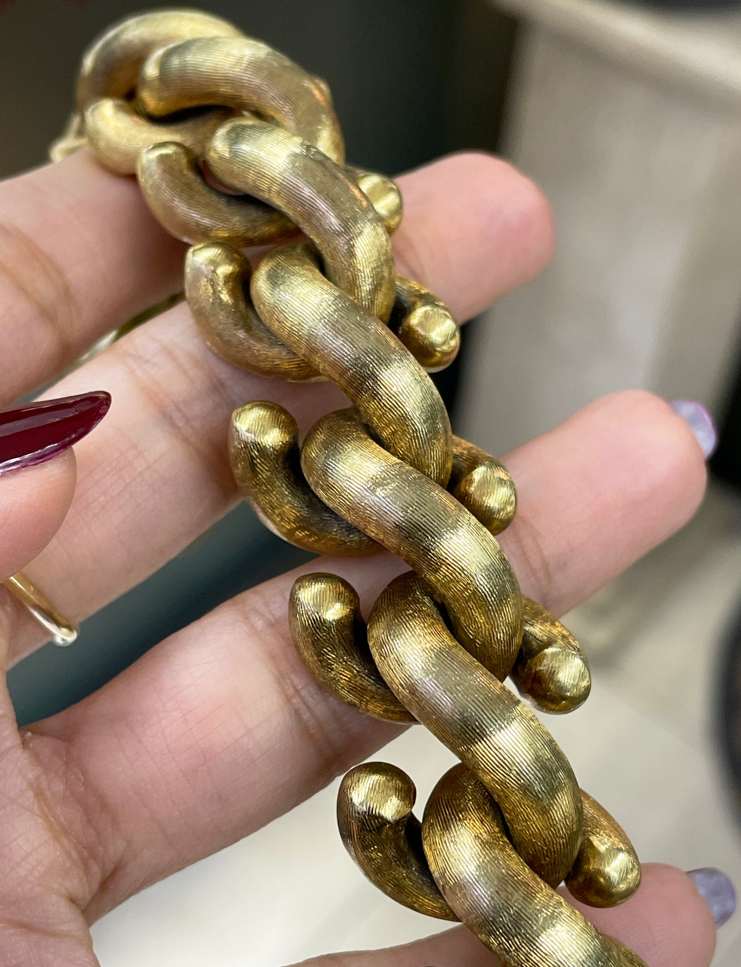 Vintage Chunky Hook Link 14 Carat Yellow Gold Bracelet, Circa 1960's
