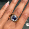 1.49ct Natural Unheated Blue Sapphire & Diamond 18K Gold Dress Ring, c.1940s