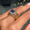 1.49ct Natural Unheated Blue Sapphire & Diamond 18K Gold Dress Ring, c.1940s