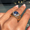 1.49ct Natural Unheated Blue Sapphire & Diamond 18K Gold Dress Ring, c.1940s
