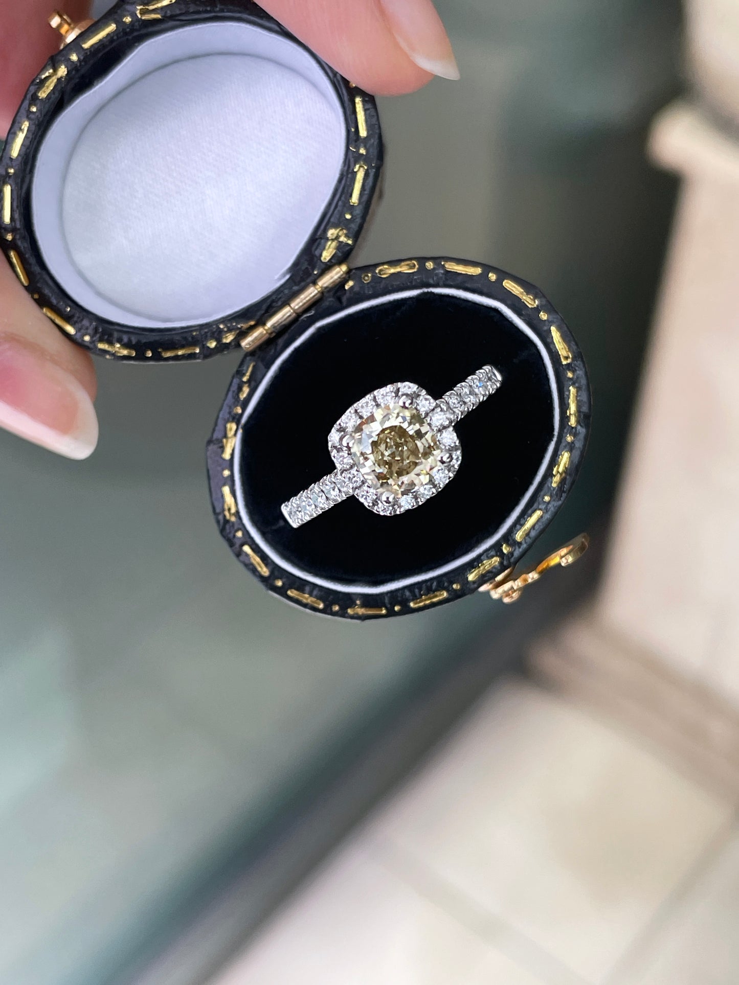 1.20 Carat Champagne Diamond Platinum Engagement Ring