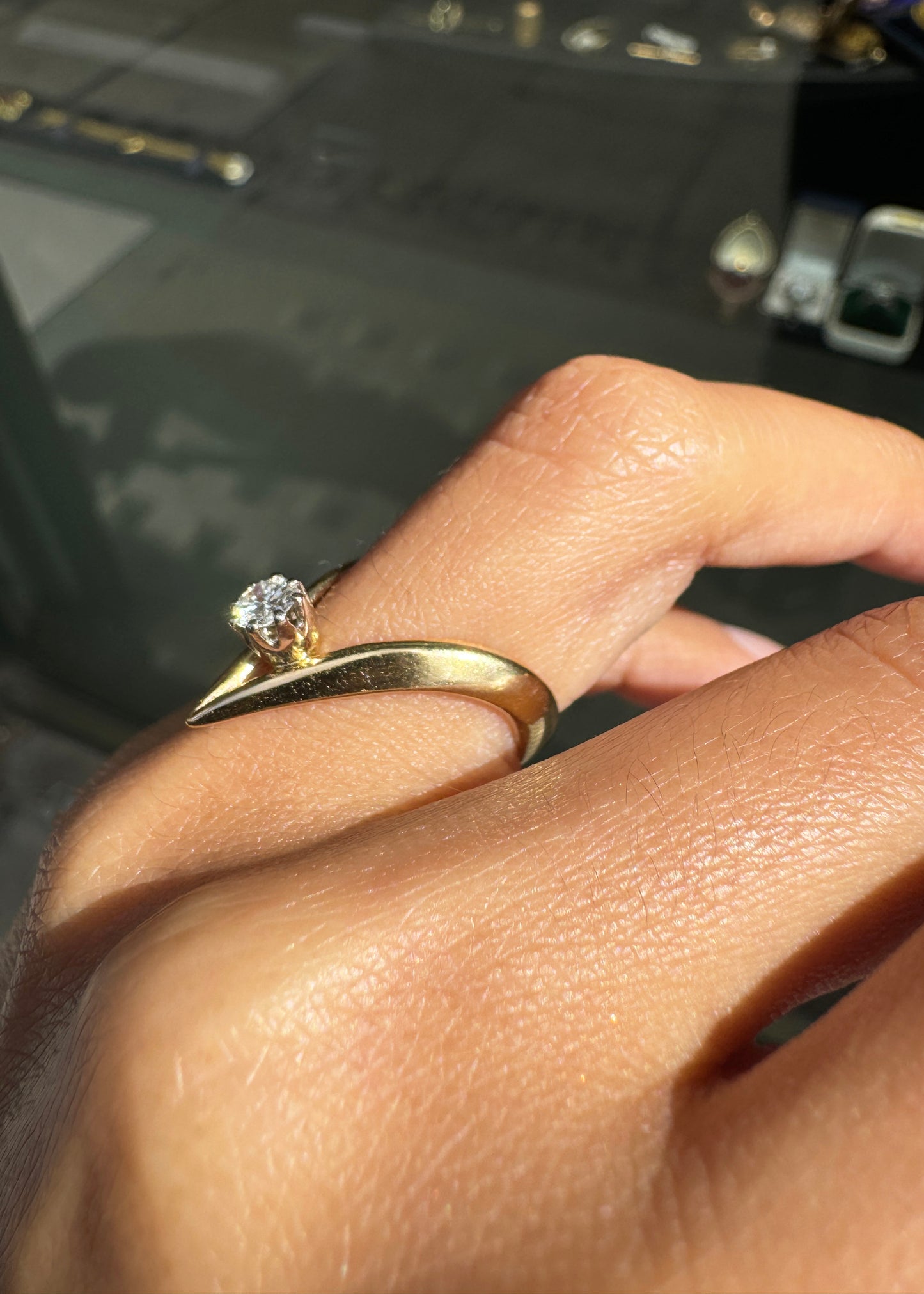 Vintage Diamond 18 Carat Yellow and White Gold Chevron/Wishbone Ring