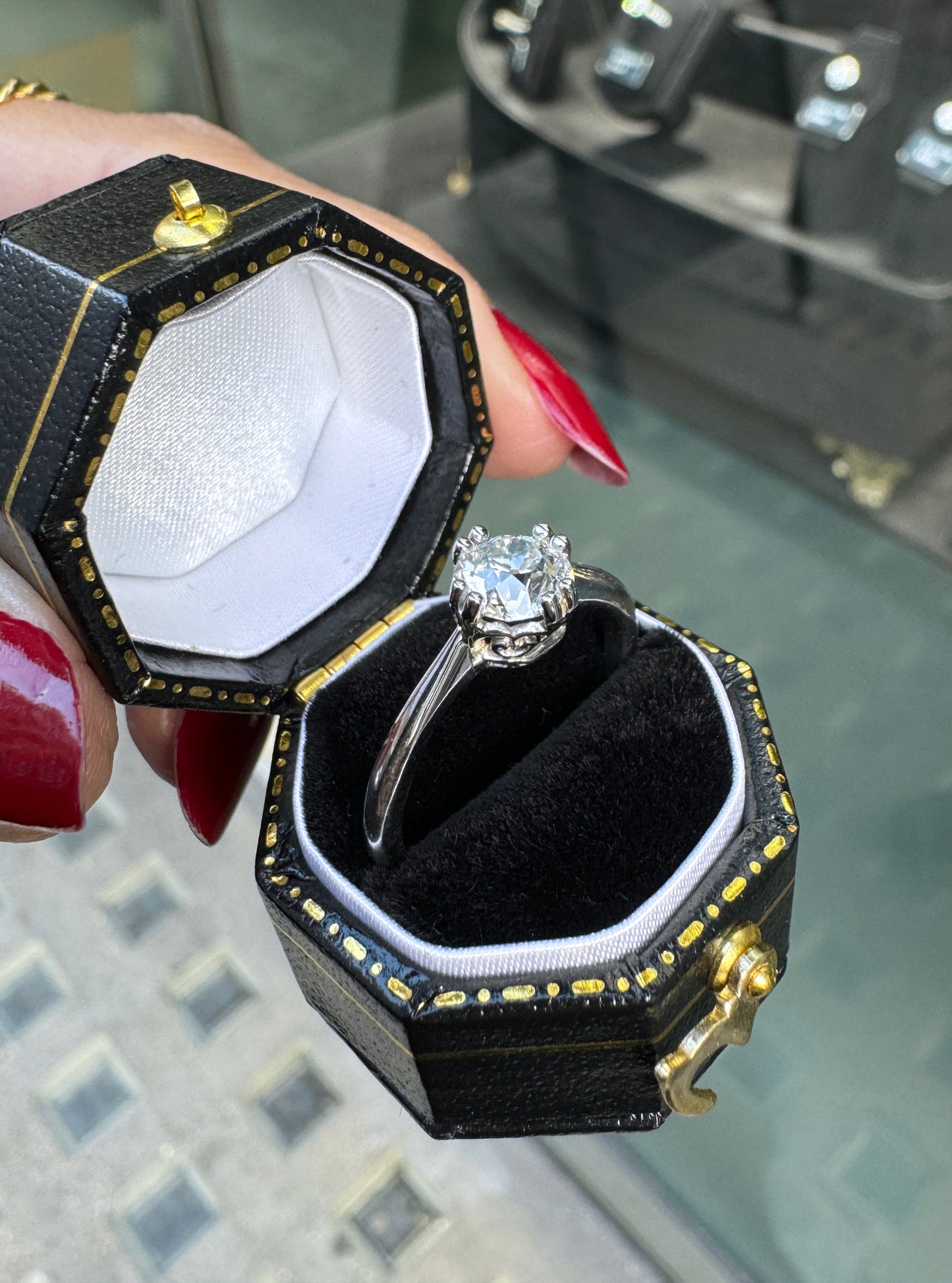 0.91ct Victorian Old European Cut Diamond and Platinum Solitaire Engagement Ring