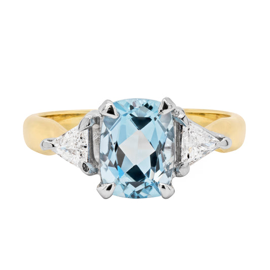 1.48 Carat Aquamarine and Diamond 18ct Gold Engagement Ring