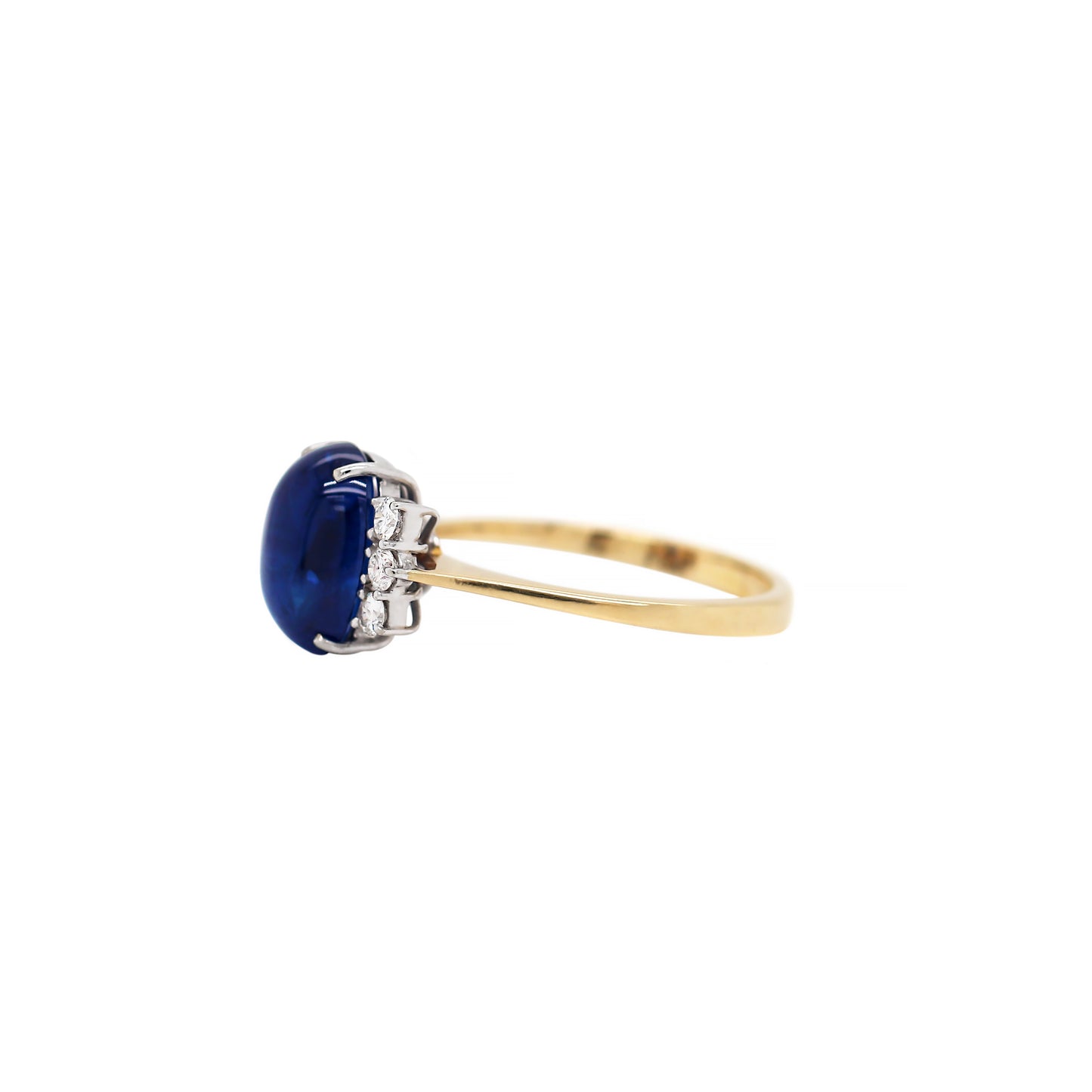 Vintage 5.10ct Cabouchon Blue Sapphire and Diamond 18ct Gold Ring