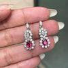 Ruby and Diamond 18 Carat White Gold Cluster Earrings