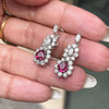 Ruby and Diamond 18 Carat White Gold Cluster Earrings