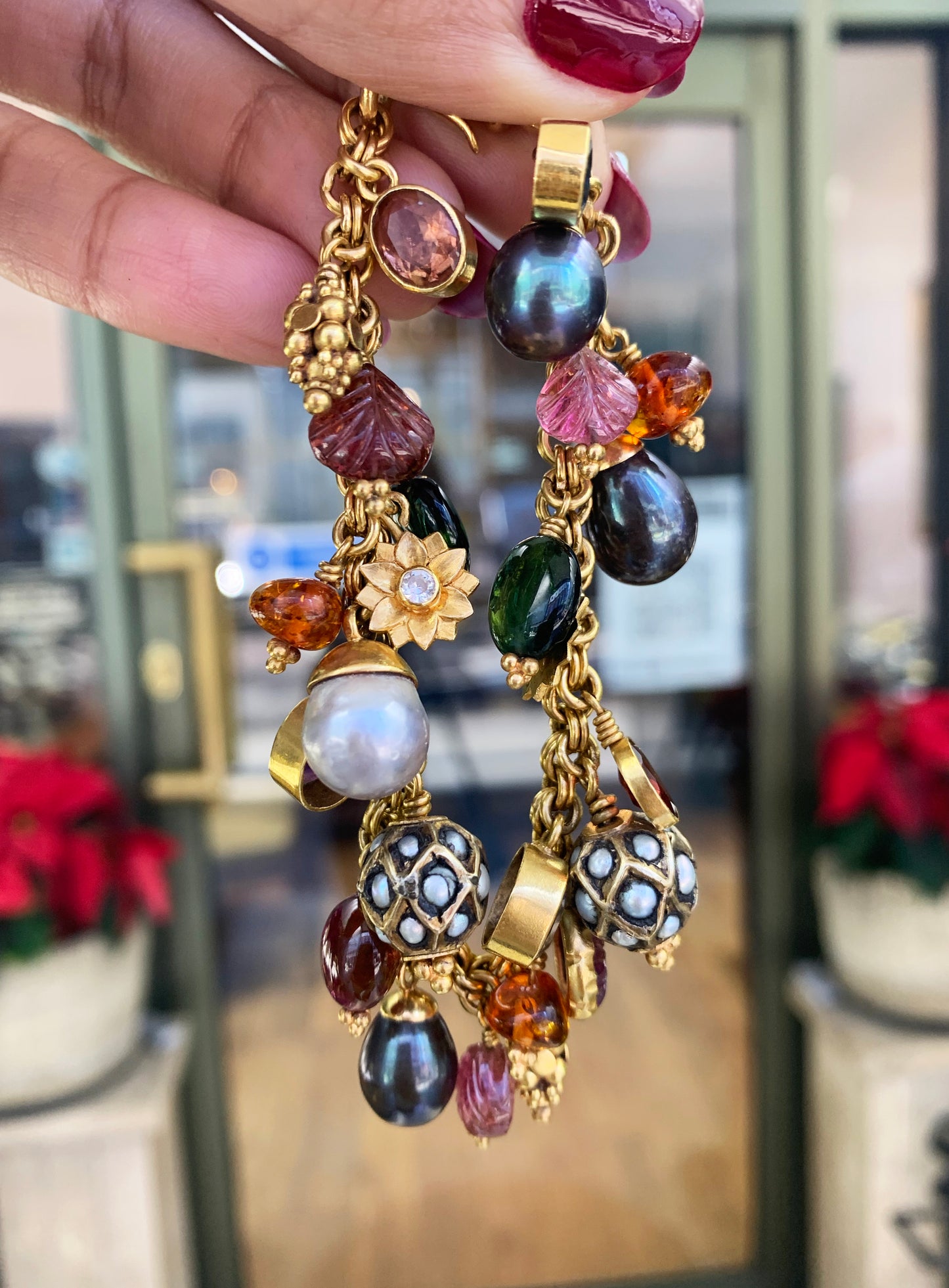 21 Carat Yellow Gold Multi-Gemstone Charm Bracelet