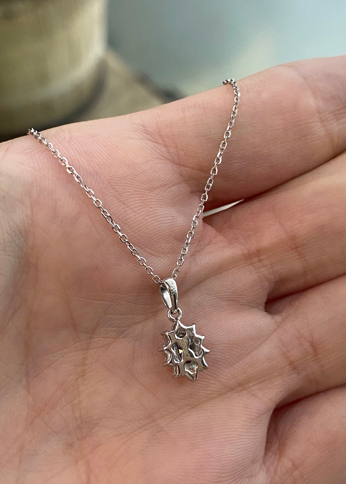 Oval Blue Sapphire and Diamond 18 Carat White Gold Necklace