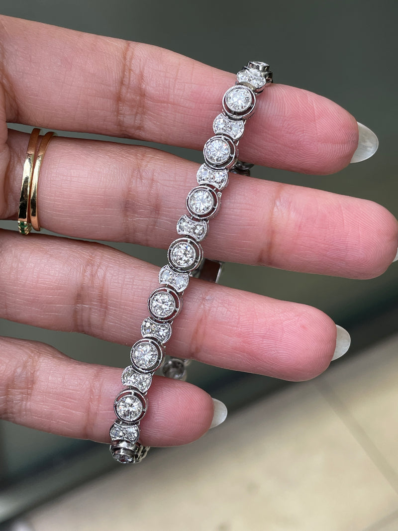 Vintage Diamond Platinum Tennis Bracelet, circa 1930's