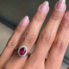 1.99 Carat Ruby and Diamond Platinum Cluster Engagement Ring