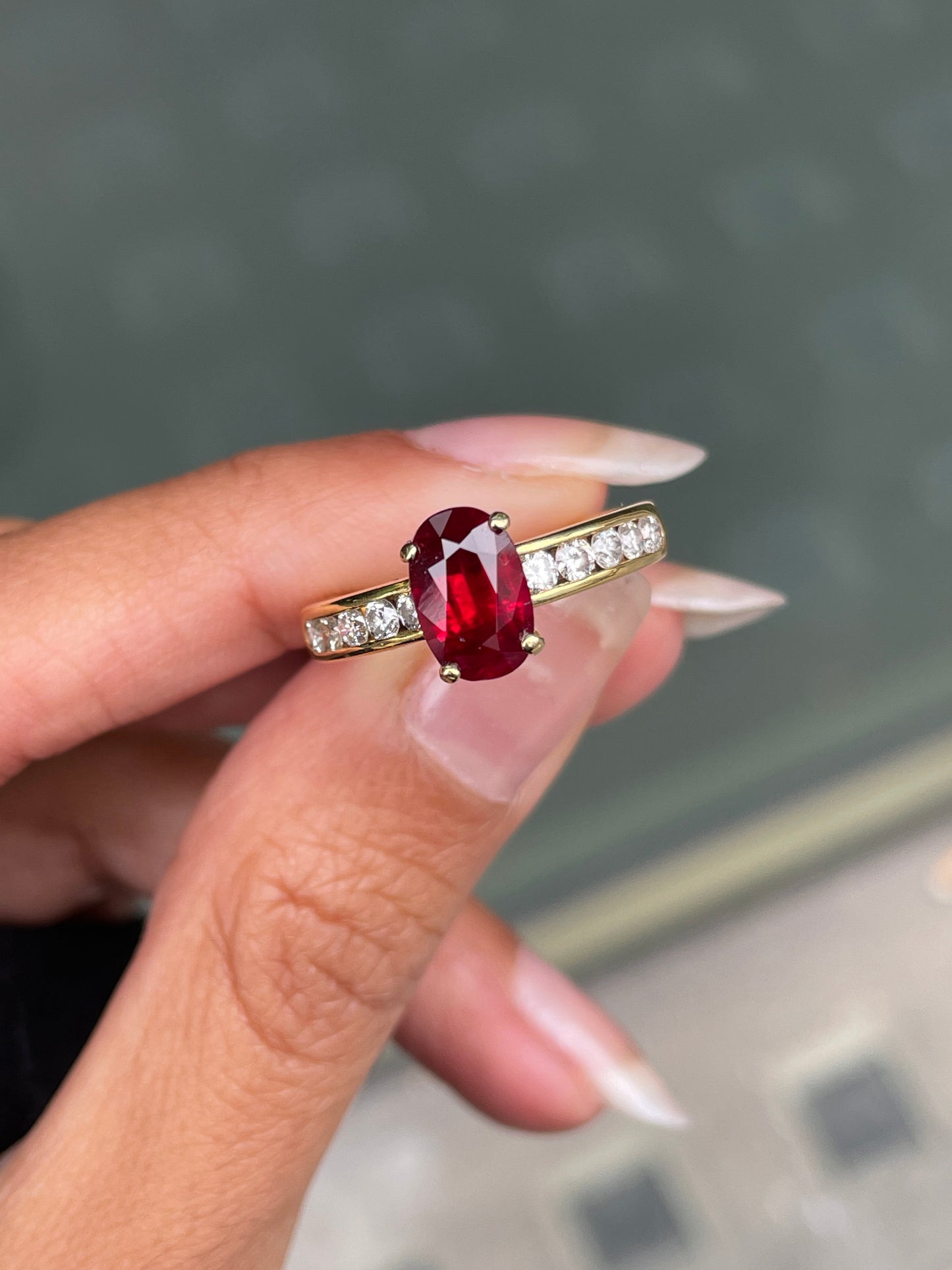 2.15 Carat Ruby and Diamond 18 Carat Yellow Gold Engagement Ring