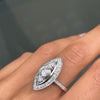 Old Cut Diamond Marquise Shaped Platinum Dress Ring