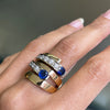 Blue Sapphire and Diamond 18 Carat White & Yellow Gold Wide Bypass Dress Ring