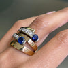 Blue Sapphire and Diamond 18 Carat White & Yellow Gold Wide Bypass Dress Ring