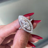 Old Cut Diamond Marquise Shaped Platinum Dress Ring