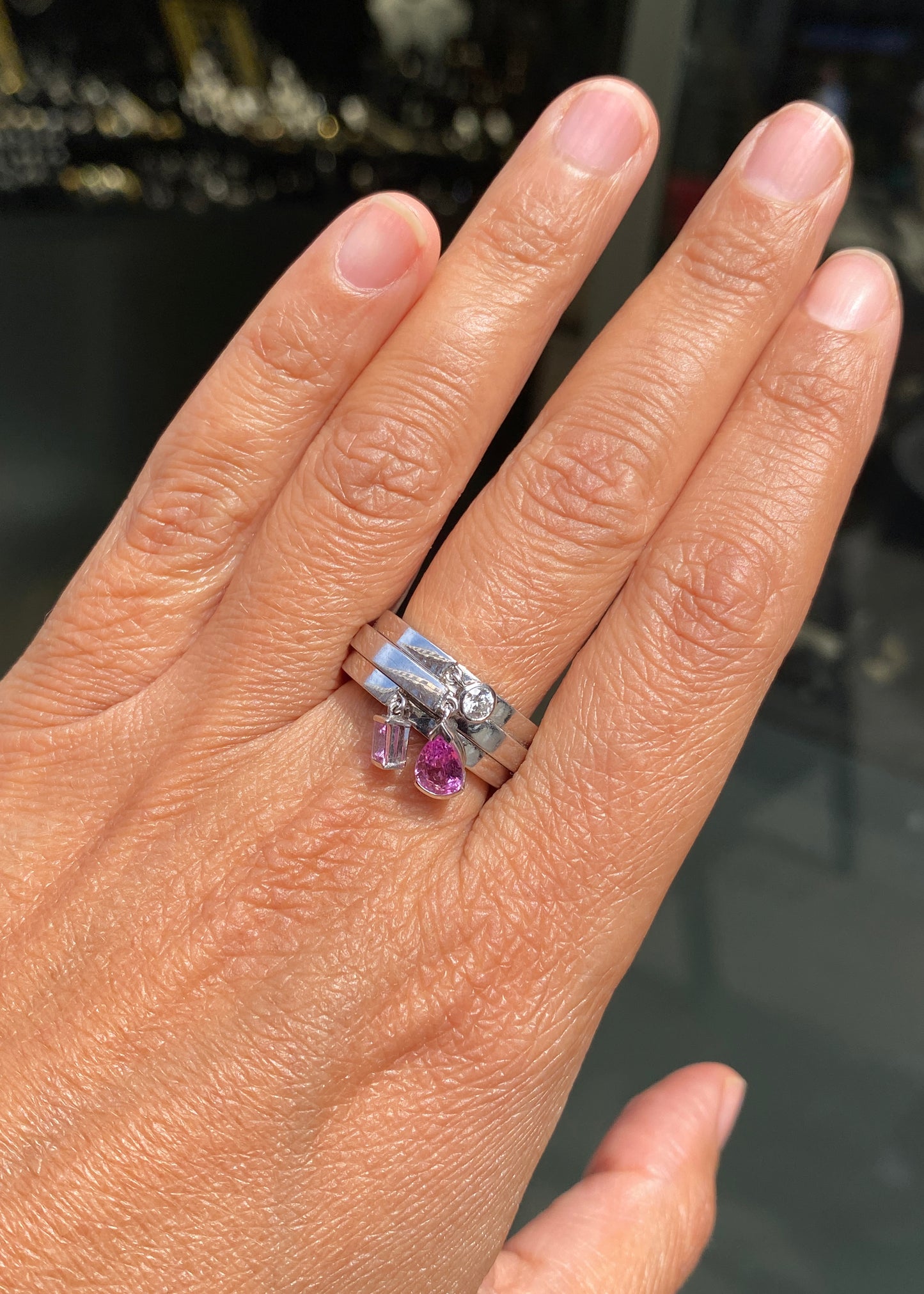Chaumet Pink Sapphire and Diamond 18 Carat Gold Charm Ring