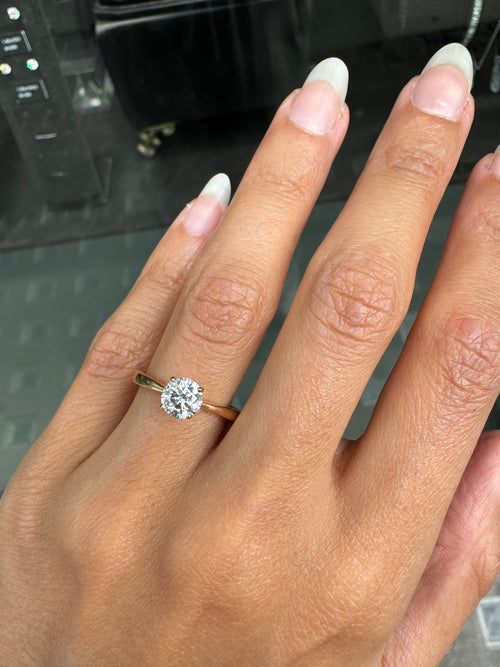 0.71ct D VS2 Round Brilliant Cut Diamond 18ct Rose Gold Engagement Ring