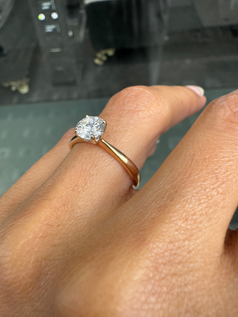 0.71ct D VS2 Round Brilliant Cut Diamond 18ct Rose Gold Engagement Ring