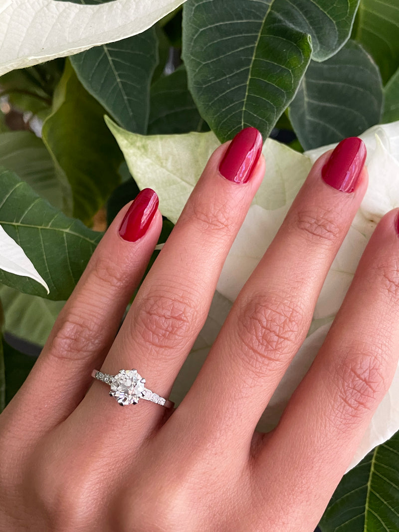 Antique 1.15 Carat Old Cut Diamond Platinum Engagement Ring, Circa 1920s