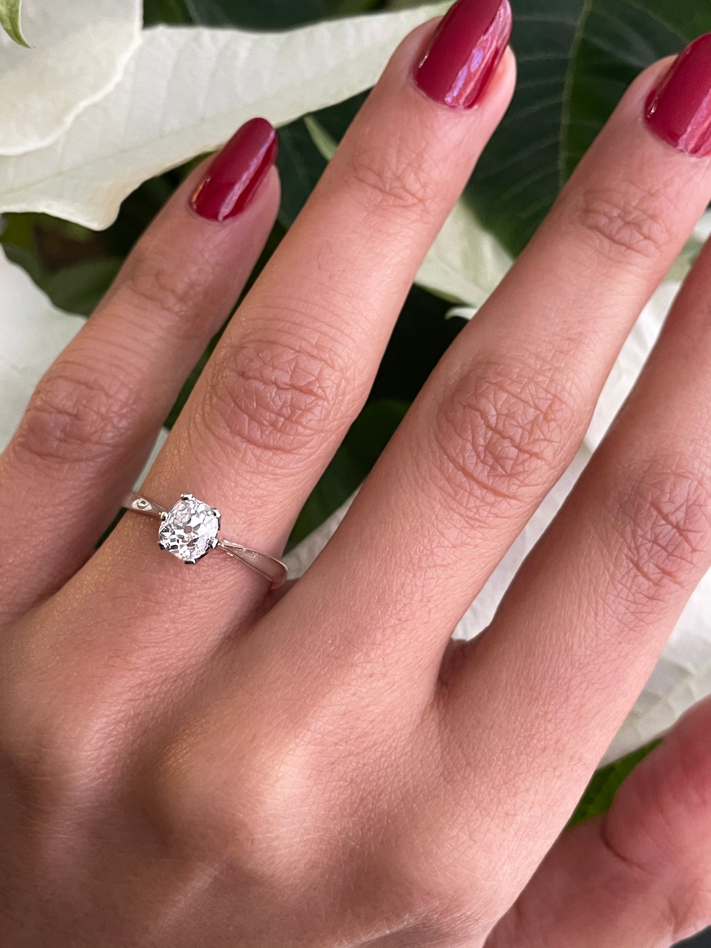Antique 0.76ct Old Cut Diamond Platinum Engagement Ring, Circa 1920s