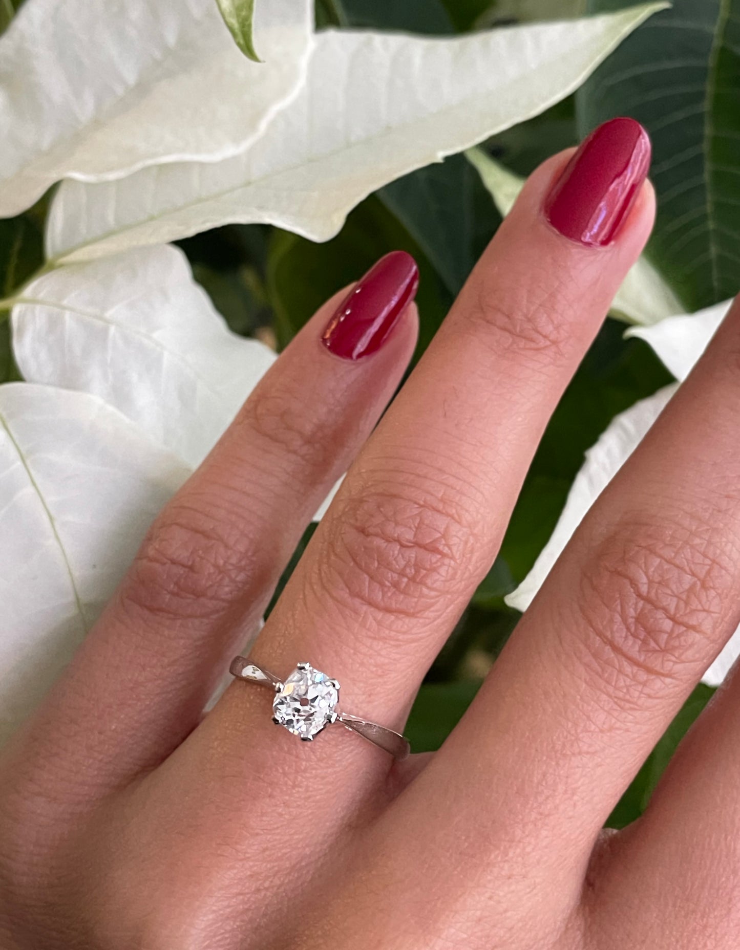 Antique 0.76ct Old Cut Diamond Platinum Engagement Ring, Circa 1920s