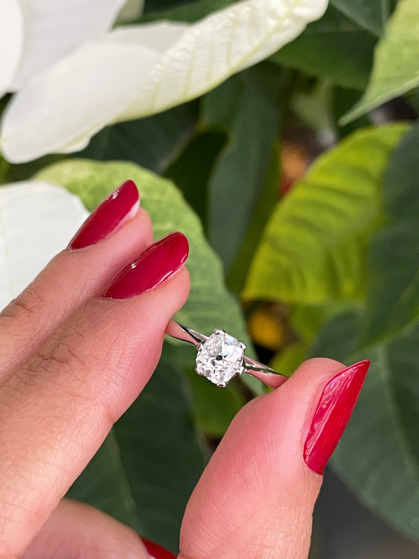 Antique 0.76ct Old Cut Diamond Platinum Engagement Ring, Circa 1920s