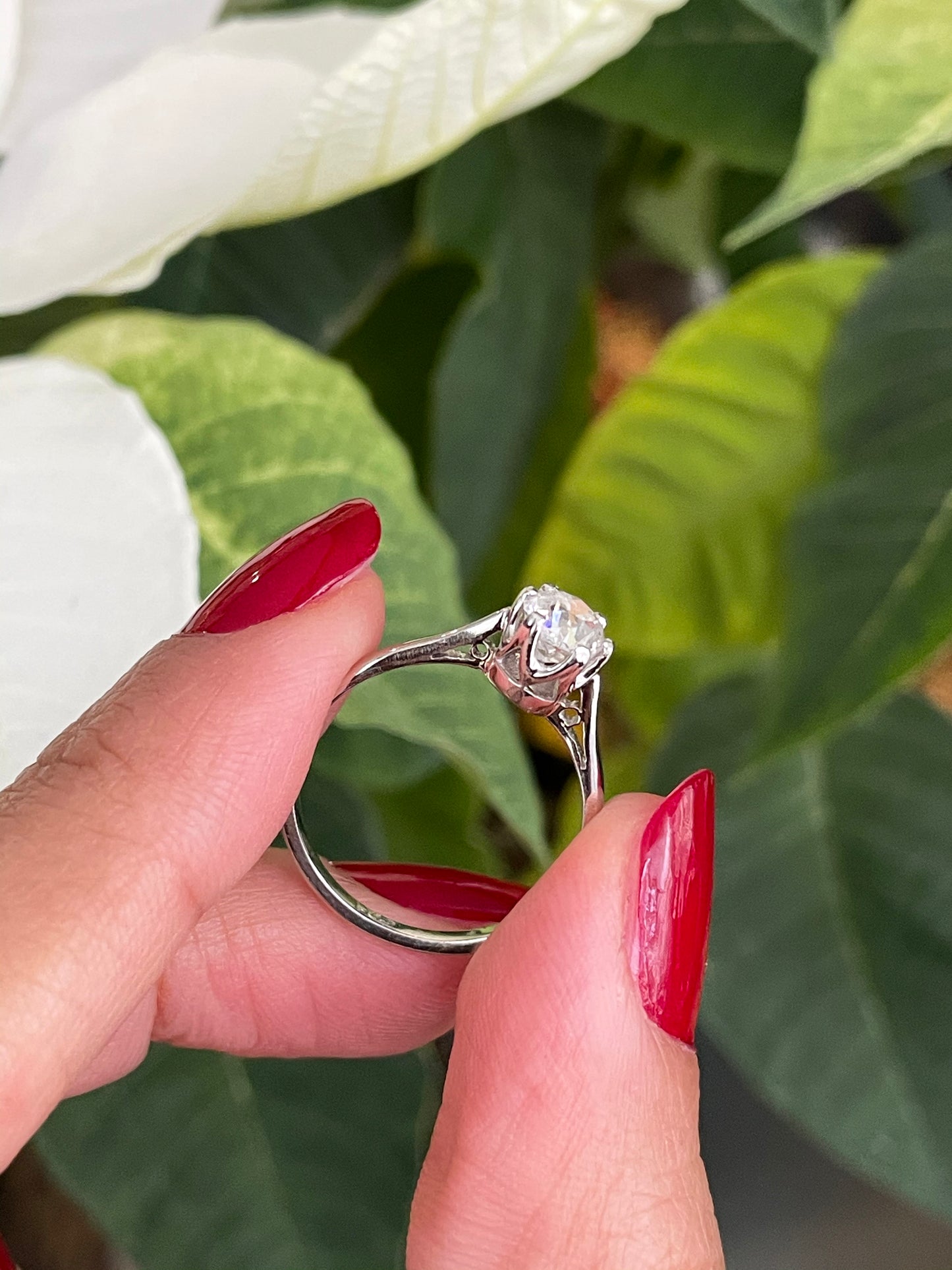 Antique 0.76ct Old Cut Diamond Platinum Engagement Ring, Circa 1920s