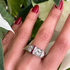 0.83 Carat Old European Cut Diamond and Ruby Platinum Engagement Ring, Circa 1950s