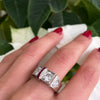 0.83 Carat Old European Cut Diamond and Ruby Platinum Engagement Ring, Circa 1950s
