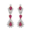 Ruby and Diamond 18 Carat Gold Drop Earrings