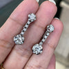 Vintage Diamond Platinum Linear Drop Earrings, circa 1950's
