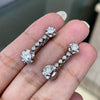 Vintage Diamond Platinum Linear Drop Earrings, circa 1950's