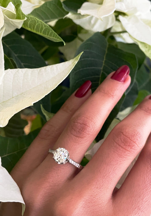 Antique 1.09 Carat Old Cut Diamond Platinum Engagement Ring, Circa 1910