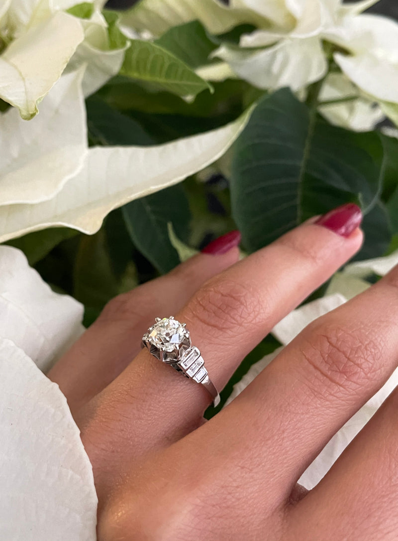 Antique Edwardian 1.15 Carat Old Cut Diamond Engagement Ring, Circa 1910