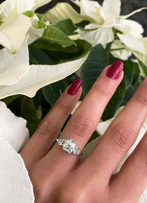 Antique Edwardian 1.15 Carat Old Cut Diamond Engagement Ring, Circa 1910