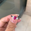 Natural Unheated Oval Ruby and Diamond 18 Carat Gold Three Stone Engagement Ring
