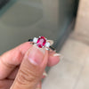 Natural Unheated Oval Ruby and Diamond 18 Carat Gold Three Stone Engagement Ring