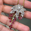 3.43ct Diamond and Ruby 18 Carat White & Yellow Gold Cascade Floral Pendant