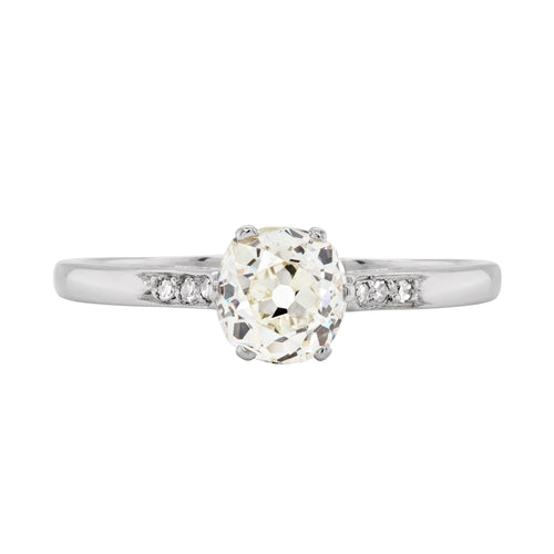 1.07 Carat Old Mine Cut Diamond Platinum Engagement Ring
