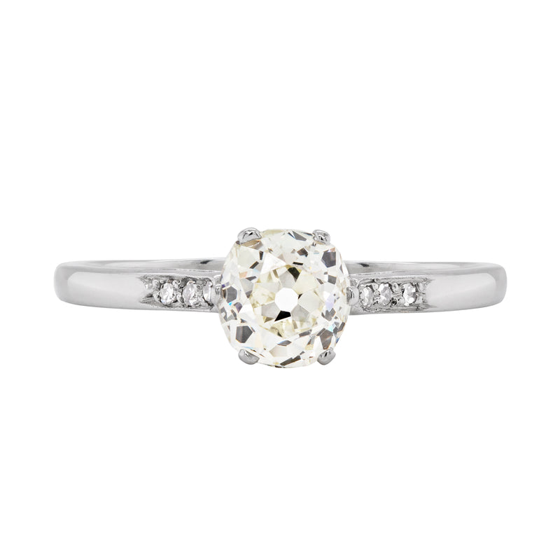 1.07 Carat Old Mine Cut Diamond Platinum Engagement Ring