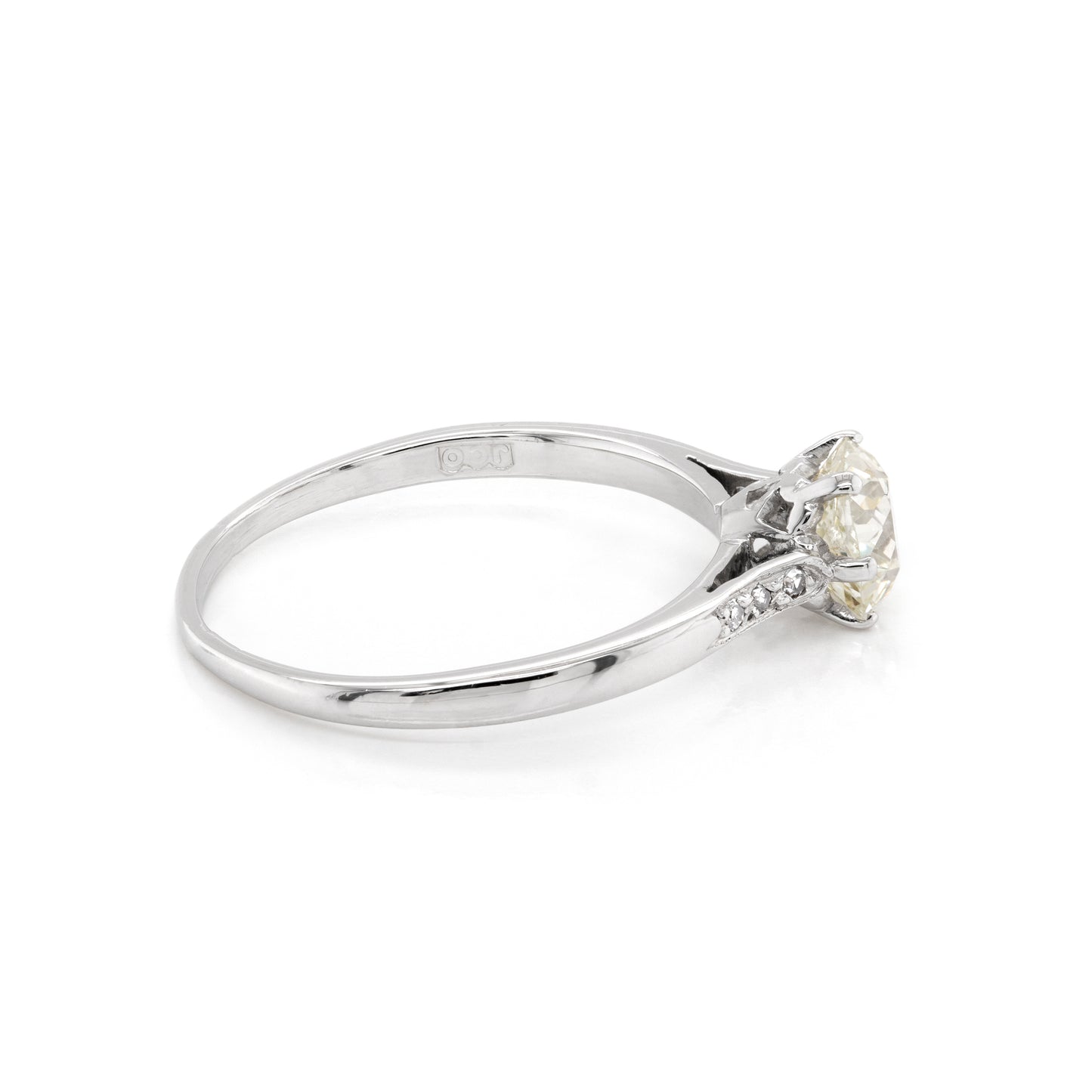 1.07 Carat Old Mine Cut Diamond Platinum Engagement Ring