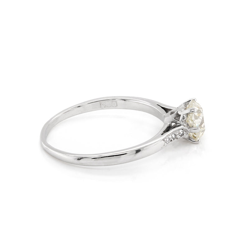 1.07 Carat Old Mine Cut Diamond Platinum Engagement Ring