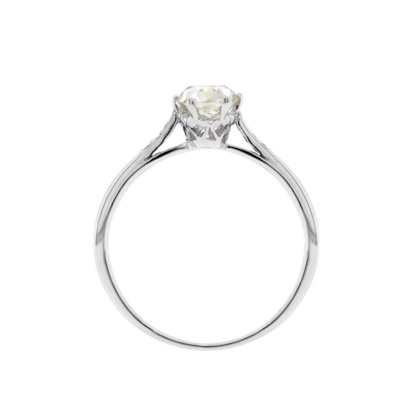 1.07 Carat Old Mine Cut Diamond Platinum Engagement Ring
