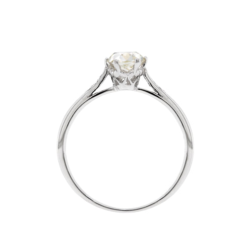 1.07 Carat Old Mine Cut Diamond Platinum Engagement Ring