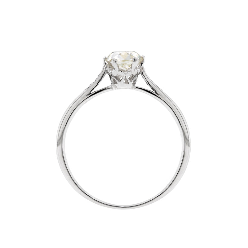 1.07 Carat Old Mine Cut Diamond Platinum Engagement Ring