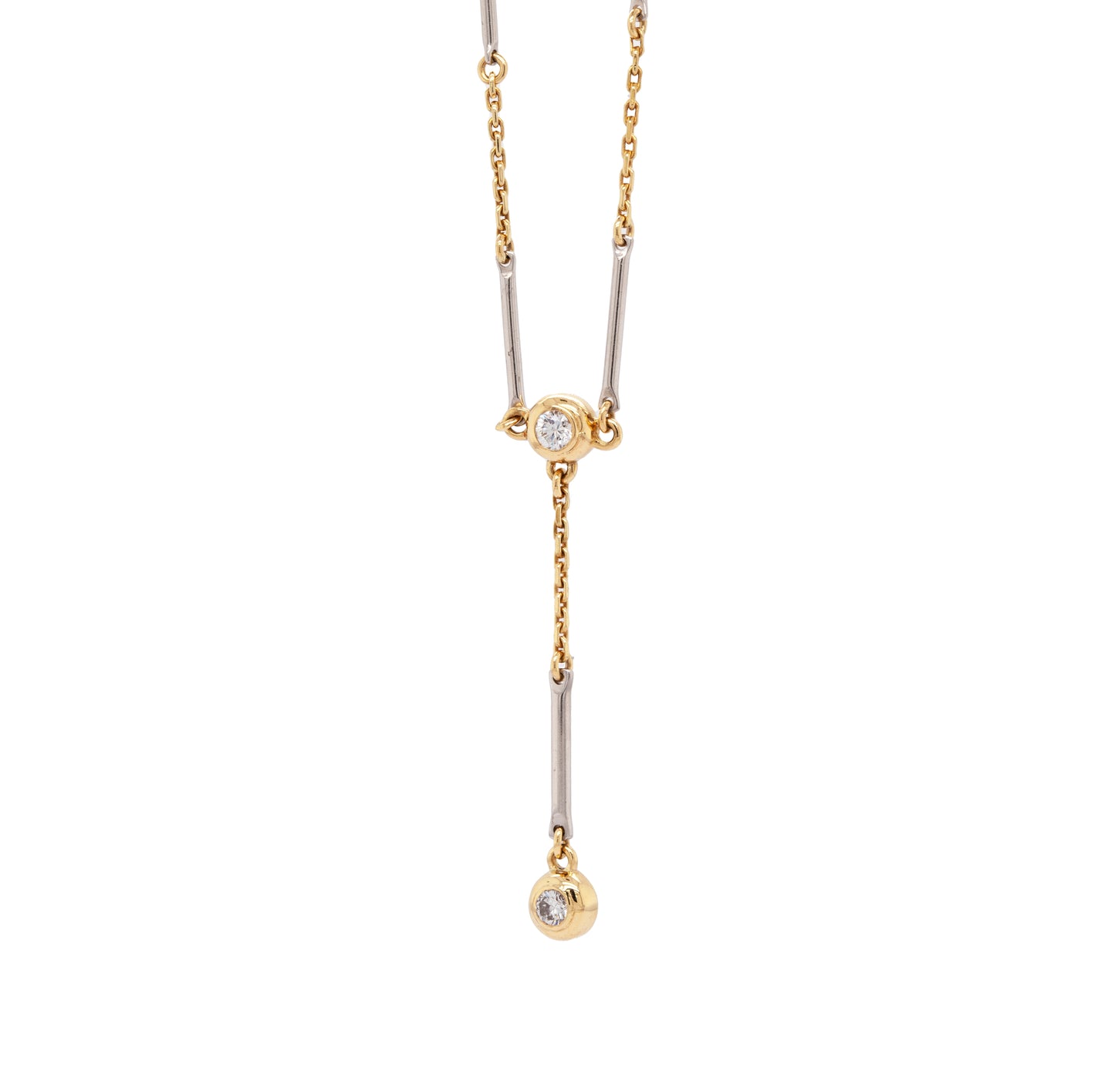 18ct Yellow and White Gold Diamond Drop Necklace