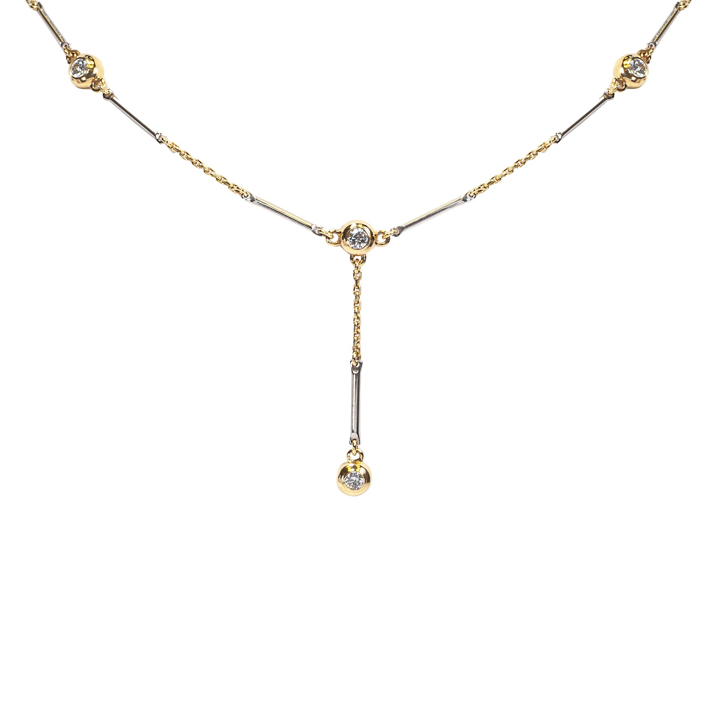 18ct Yellow and White Gold Diamond Drop Necklace