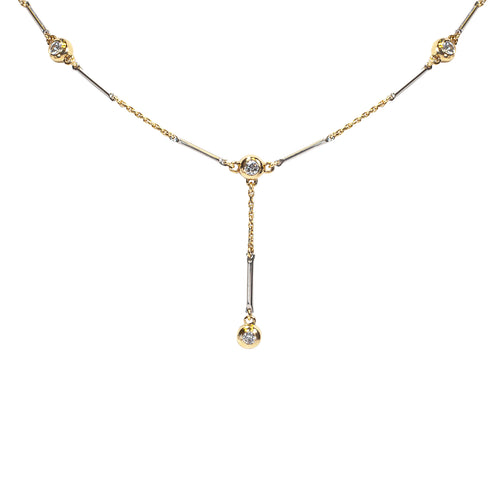 18ct Yellow and White Gold Diamond Drop Necklace