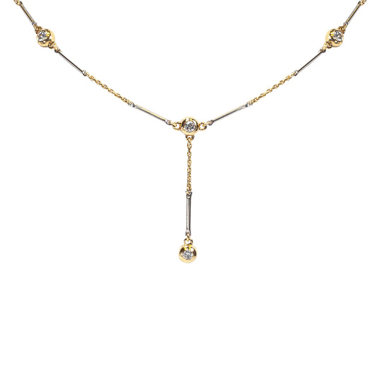 18ct Yellow and White Gold Diamond Drop Necklace